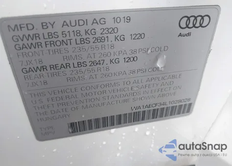 2020 Audi Q3 Premium 45 Tfsi Quattro Tiptronic из США, поврежденный, VIN WA1AECF34L1028028